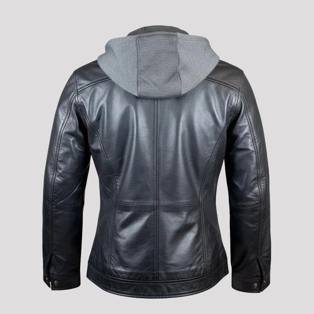 Chaqueta de cuero para mujer BOL con capucha desmontable