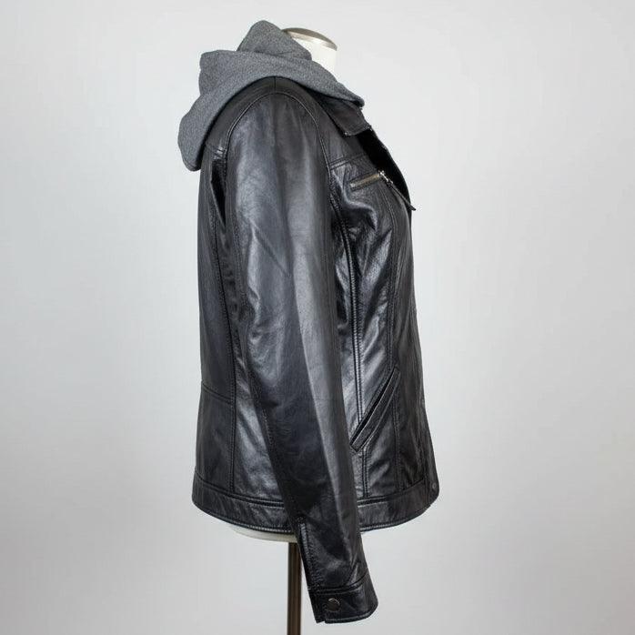 Chaqueta de cuero para mujer BOL con capucha desmontable