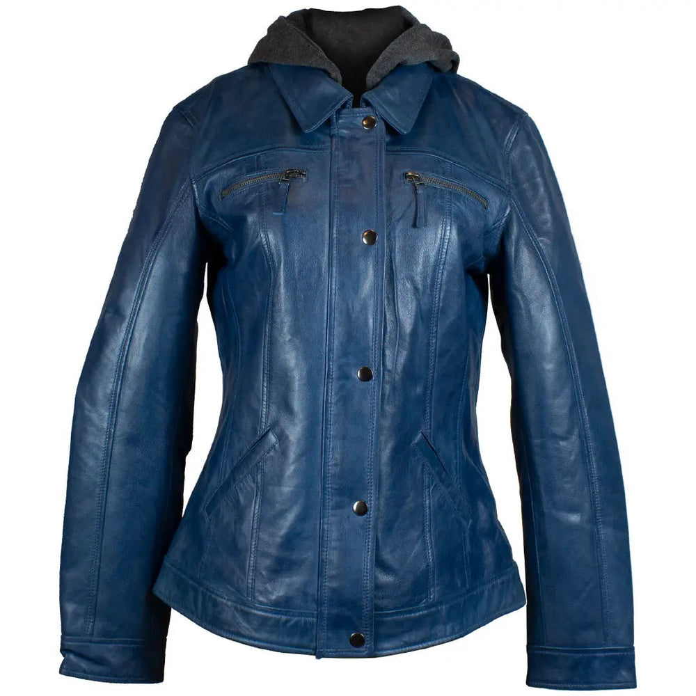 BOL Women's Removable Hood Leather Jacket EX-STOCK Canada