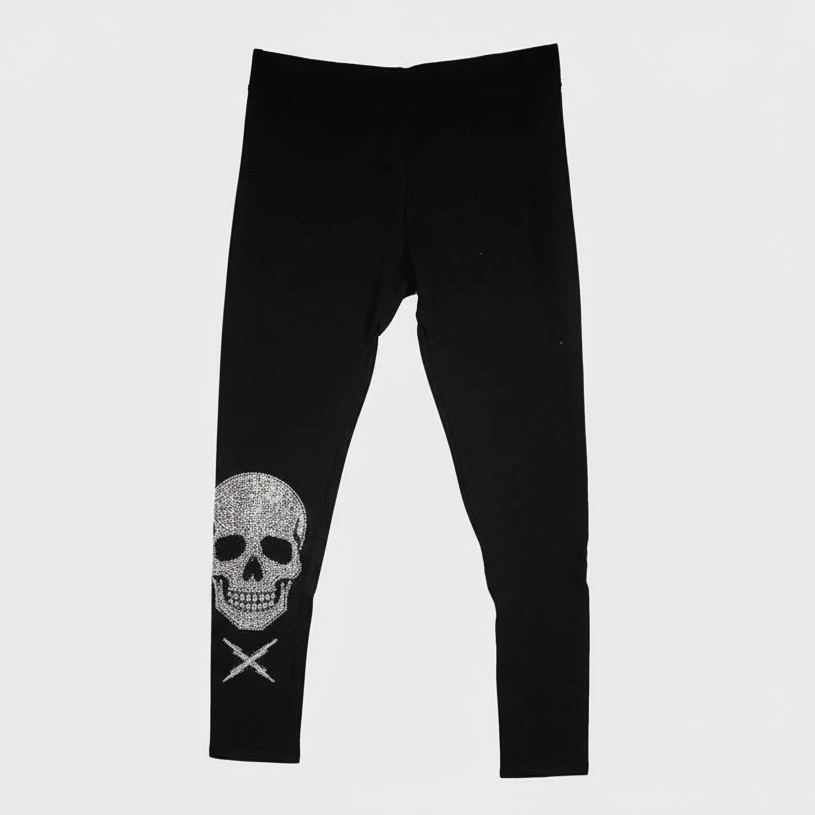 BOL Women's Rhinestone Skull Leggings
