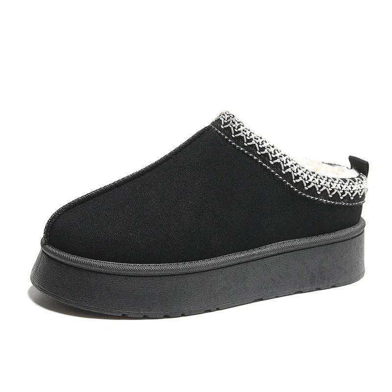 Baotou Plush Half Slippers Home Snow Boots Women's Fleece Warm Thick Bottom Cotton Shoes Ankle Flats EX-STOCK Canada