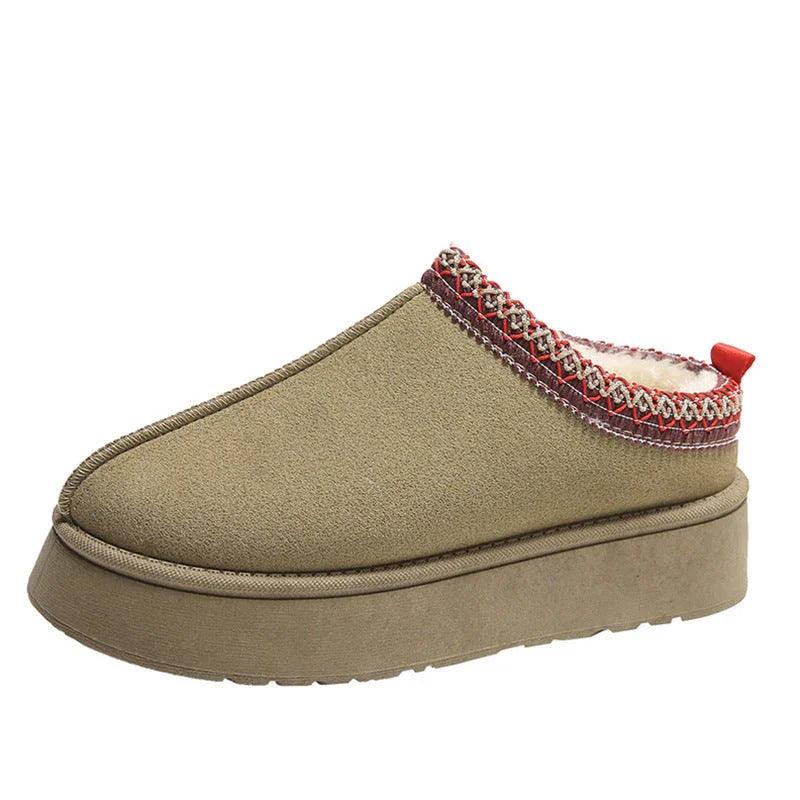 Baotou Plush Half Slippers Home Snow Boots Women's Fleece Warm Thick Bottom Cotton Shoes Ankle Flats EX-STOCK Canada