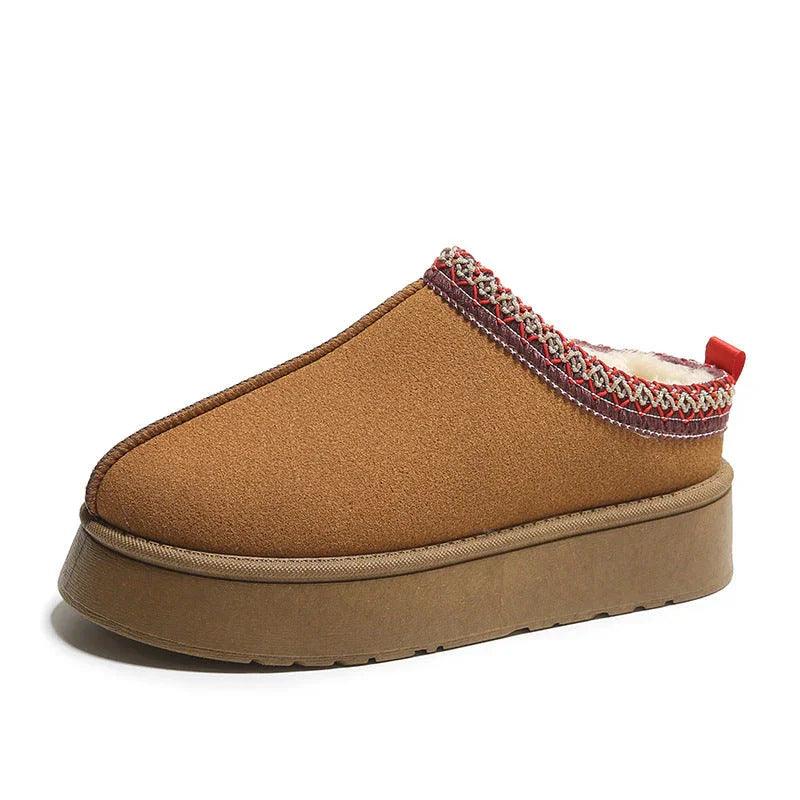Baotou Plush Half Slippers Home Snow Boots Women's Fleece Warm Thick Bottom Cotton Shoes Ankle Flats EX-STOCK Canada