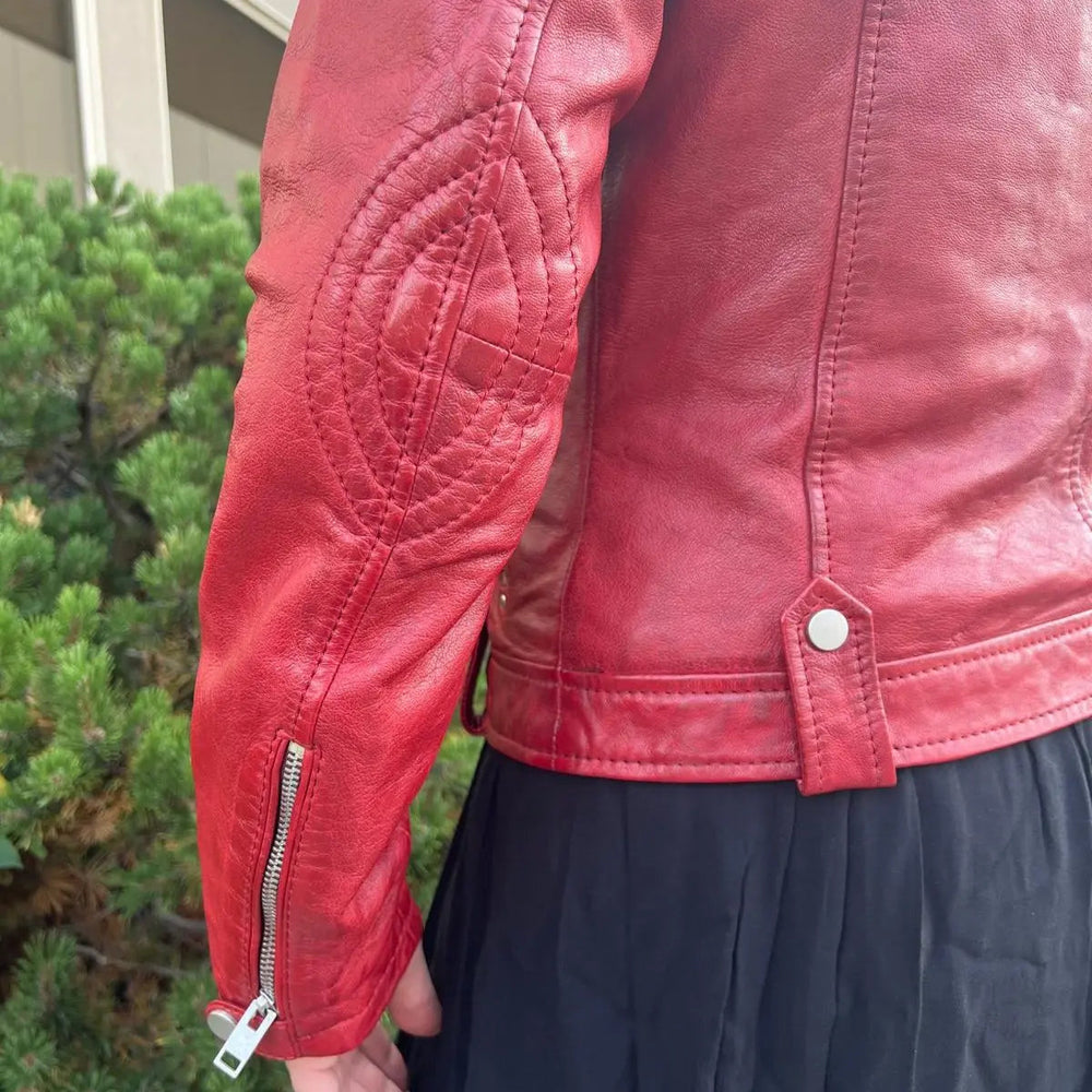 Veste en cuir d'agneau style motardEX-STOCK Canada