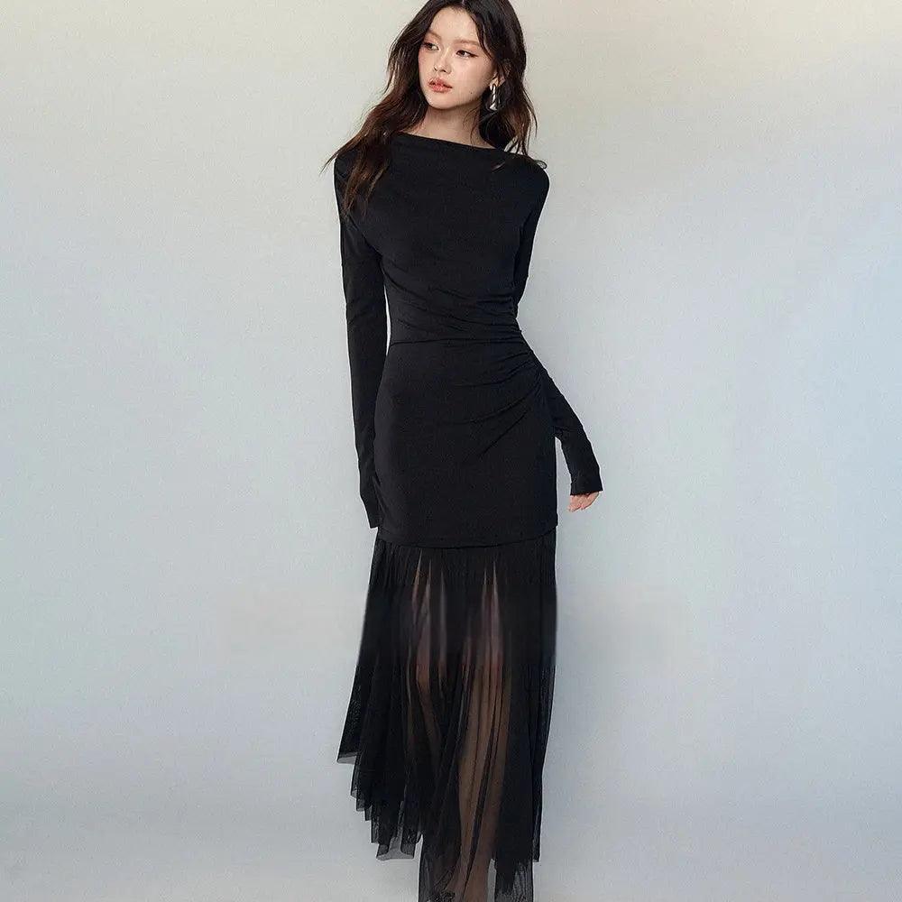 Black Panel Mesh Dress Women - EX-STOCK Canada