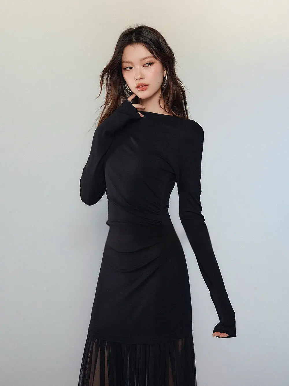 Black Panel Mesh Dress Women - EX-STOCK Canada