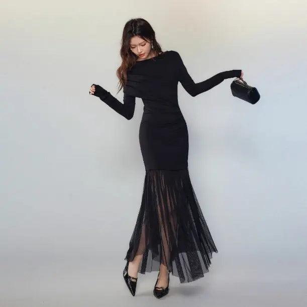 Black Panel Mesh Dress Women - EX-STOCK Canada