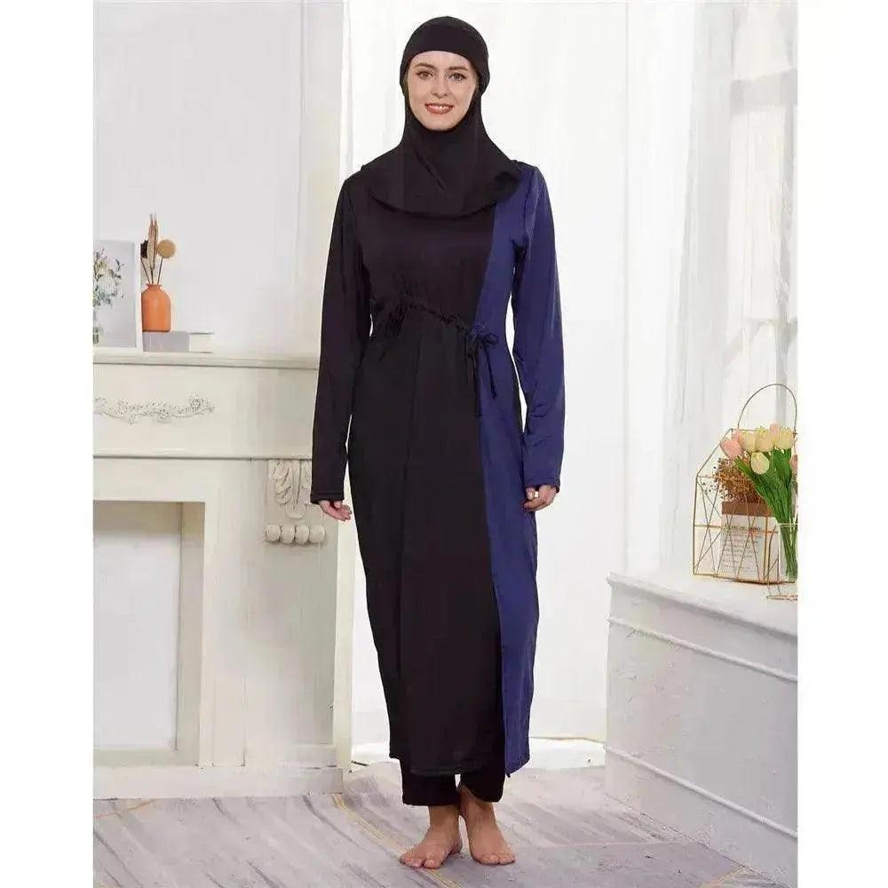 Schwarze Damen Arabische 2-teilige Sets mit langärmligem Oberteil, Kleid und Hose Abaya Outfits - EX-STOCK Canada