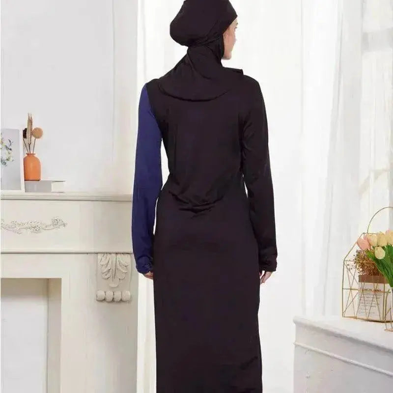 Black Women's Arab 2 Pieces Sets Long Sleeve Top Dress and Pants Abaya Outfits - EX-STOCK Canada