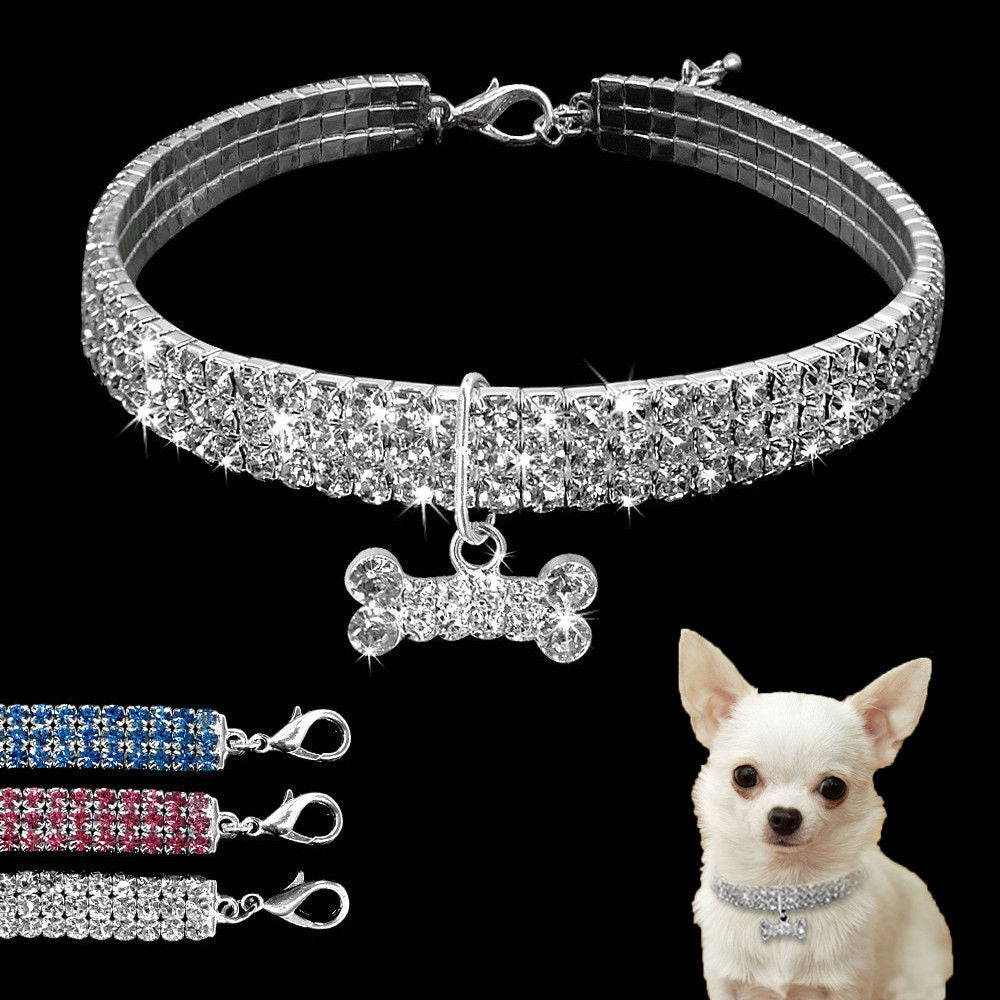 Bling Rhinestone Dog Collar Crystal Puppy Chihuahua Pet Dog Collars Leash For Small Medium Dogs Cats EX-STOCK Canada