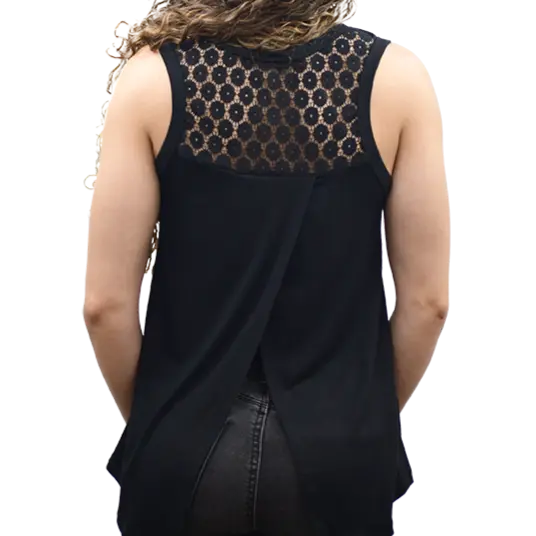 Born to Ride Tank with Star & Wings Graphic and Lace Back Details EX-STOCK Canada