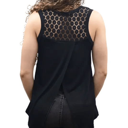 Born to Ride Tank with Star & Wings Graphic and Lace Back Details EX-STOCK Canada