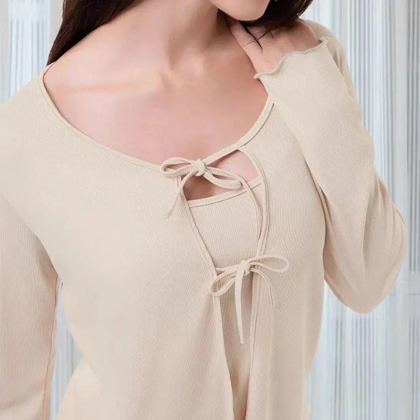 Breathable Stretch Knitted Pajamas Suit Suspenders For Women - EX-STOCK Canada