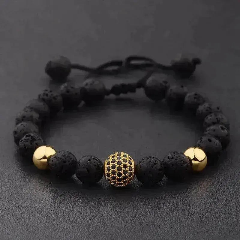 CZ Zircon Pave Lava Weaving Bracelet Men Beads - EX-STOCK Canada