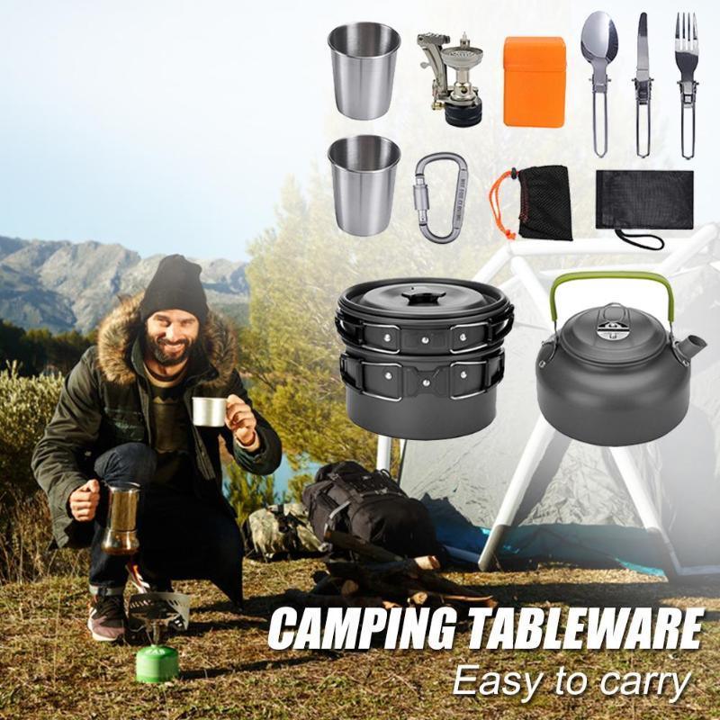 Camping Cookware Kit Outdoor Cooking Set Aluminum Equipment Outdoor Pot Travel Tableware Kitchen Hiking Picnic BBQ EX-STOCK Canada