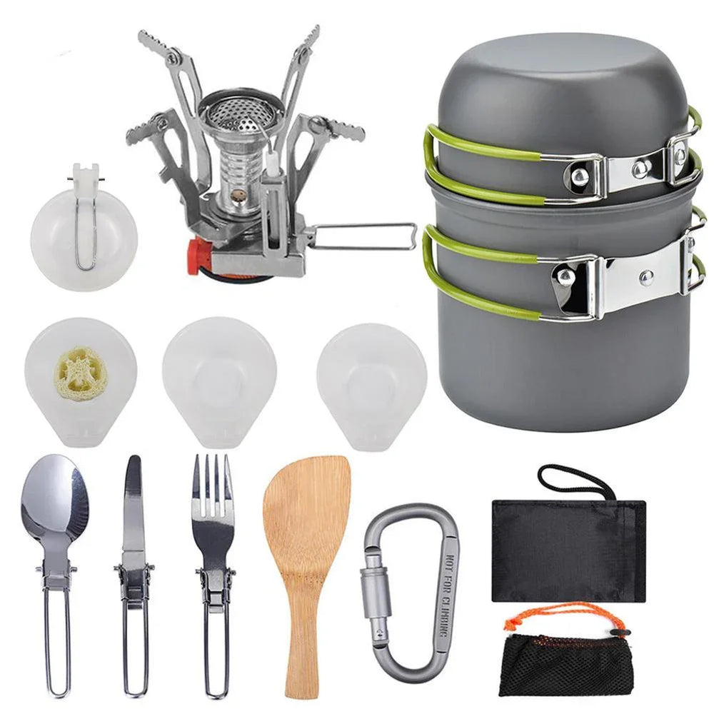 Camping Cookware Kit Outdoor Cooking Set Aluminum Equipment Outdoor Pot Travel Tableware Kitchen Hiking Picnic BBQ EX-STOCK Canada