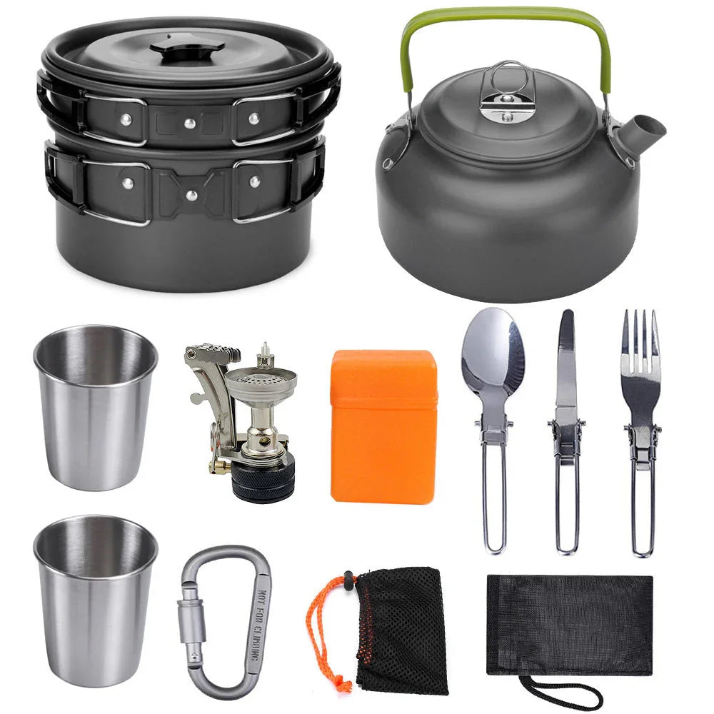 Camping Cookware Kit Outdoor Cooking Set Aluminum Equipment Outdoor Pot Travel Tableware Kitchen Hiking Picnic BBQ EX-STOCK Canada