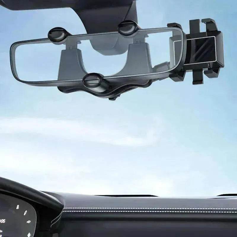 Car Rearview Mirror Phone Holder: Rotatable, Retractable, 360°, All Phones & Cars - EX-STOCK Canada