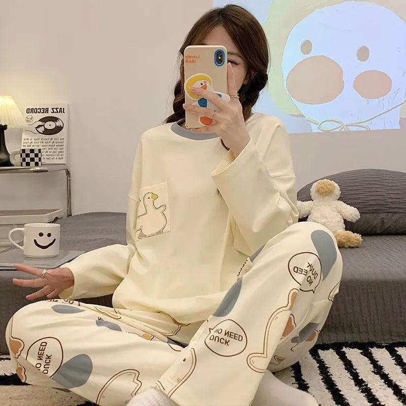 Cartoon lockere und niedliche langärmelige Pyjamas für Frauen Frühling Herbst Set Lässige Heimkleidung Oberbekleidung - EX-STOCK Canada