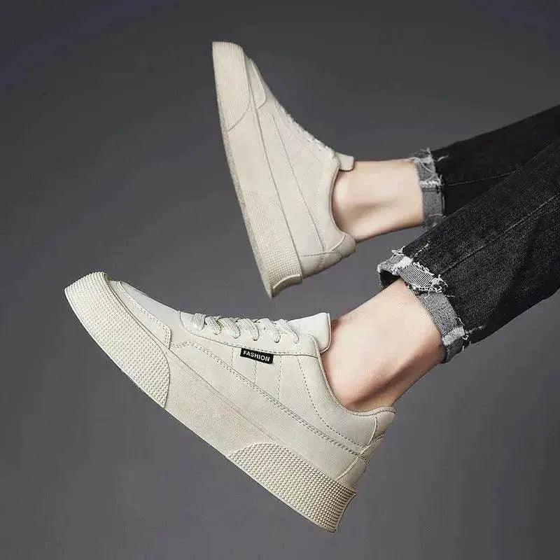 Casual Board Flat Shoes Men Breathable Thick-soled Lace-up Sneakers For Walking Running - EX-STOCK Canada