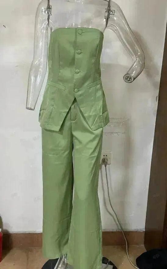 Traje informal de moda, traje a medida, botón, top tubo elegante, pantalones de traje - EX-STOCK Canada
