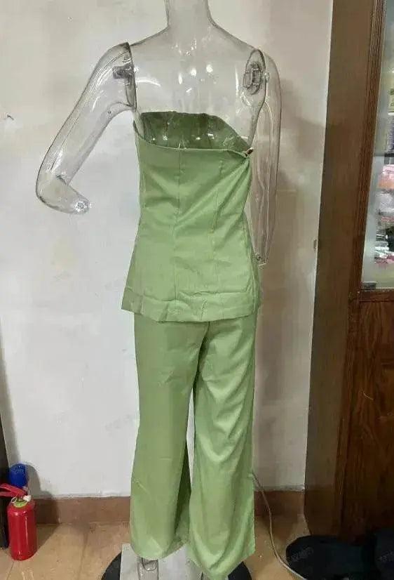 Traje informal de moda, traje a medida, botón, top tubo elegante, pantalones de traje - EX-STOCK Canada