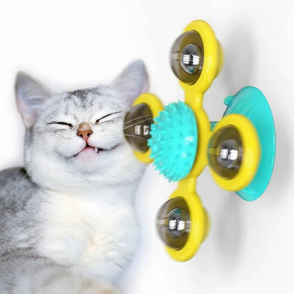 Cat Rotating Windmill Multi-Function Toys Itch Scratching Device Teeth Shining Toy EX-STOCK Canada