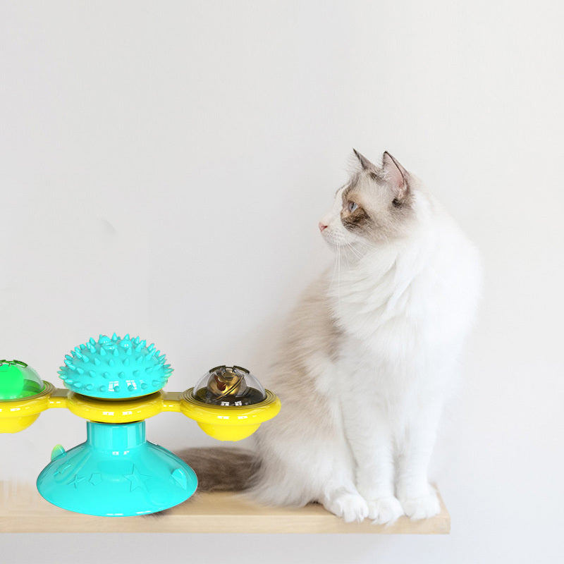 Cat Rotating Windmill Multi-Function Toys Itch Scratching Device Teeth Shining Toy EX-STOCK Canada
