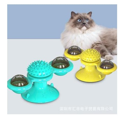 Cat Rotating Windmill Multi-Function Toys Itch Scratching Device Teeth Shining Toy EX-STOCK Canada
