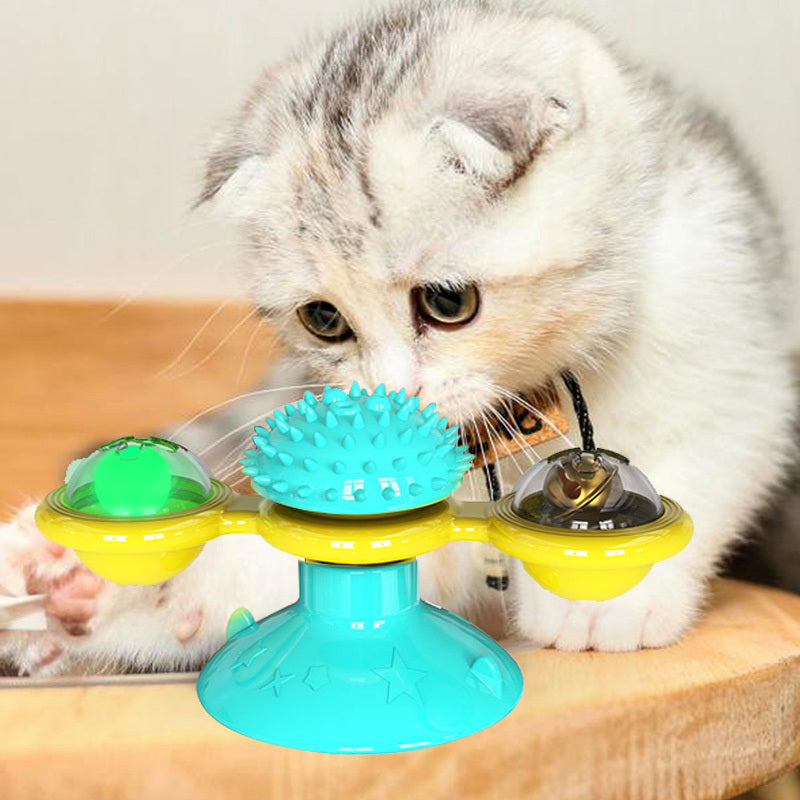 Cat Rotating Windmill Multi-Function Toys Itch Scratching Device Teeth Shining Toy EX-STOCK Canada