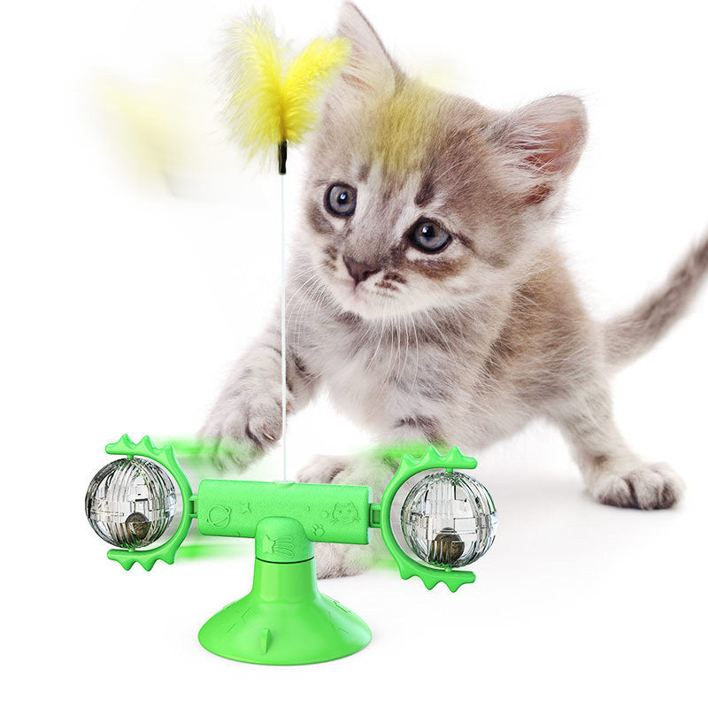 Cat Rotating Windmill Multi-Function Toys Itch Scratching Device Teeth Shining Toy EX-STOCK Canada
