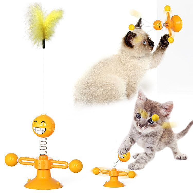 Cat Rotating Windmill Multi-Function Toys Itch Scratching Device Teeth Shining Toy EX-STOCK Canada