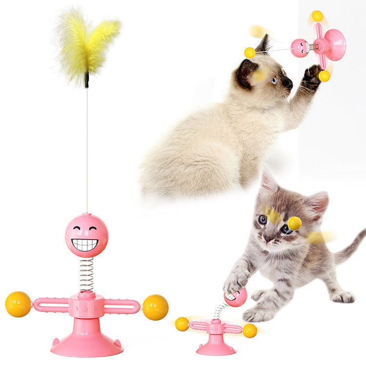 Cat Rotating Windmill Multi-Function Toys Itch Scratching Device Teeth Shining Toy EX-STOCK Canada