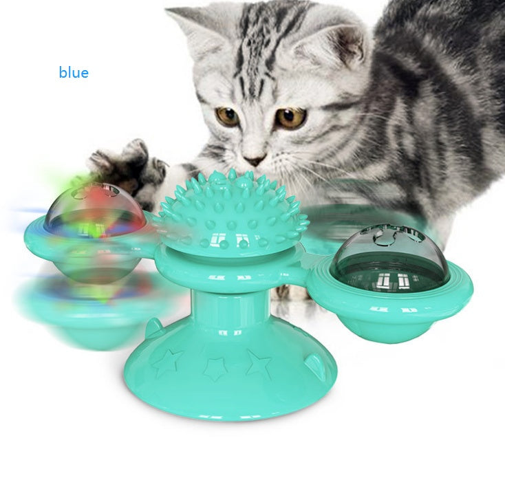 Cat Rotating Windmill Multi-Function Toys Itch Scratching Device Teeth Shining Toy EX-STOCK Canada