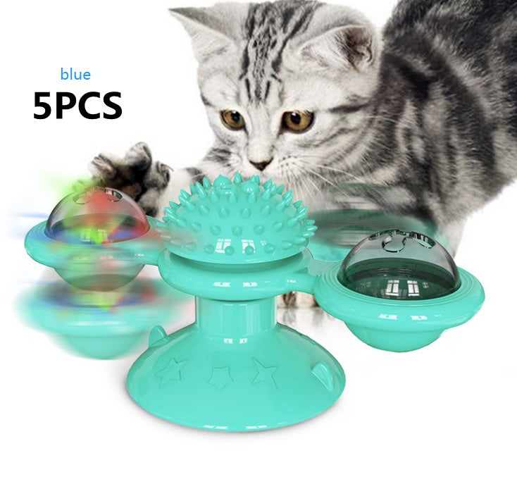Cat Rotating Windmill Multi-Function Toys Itch Scratching Device Teeth Shining Toy EX-STOCK Canada