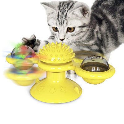 Cat Rotating Windmill Multi-Function Toys Itch Scratching Device Teeth Shining Toy EX-STOCK Canada