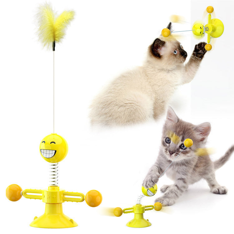 Cat Rotating Windmill Multi-Function Toys Itch Scratching Device Teeth Shining Toy EX-STOCK Canada
