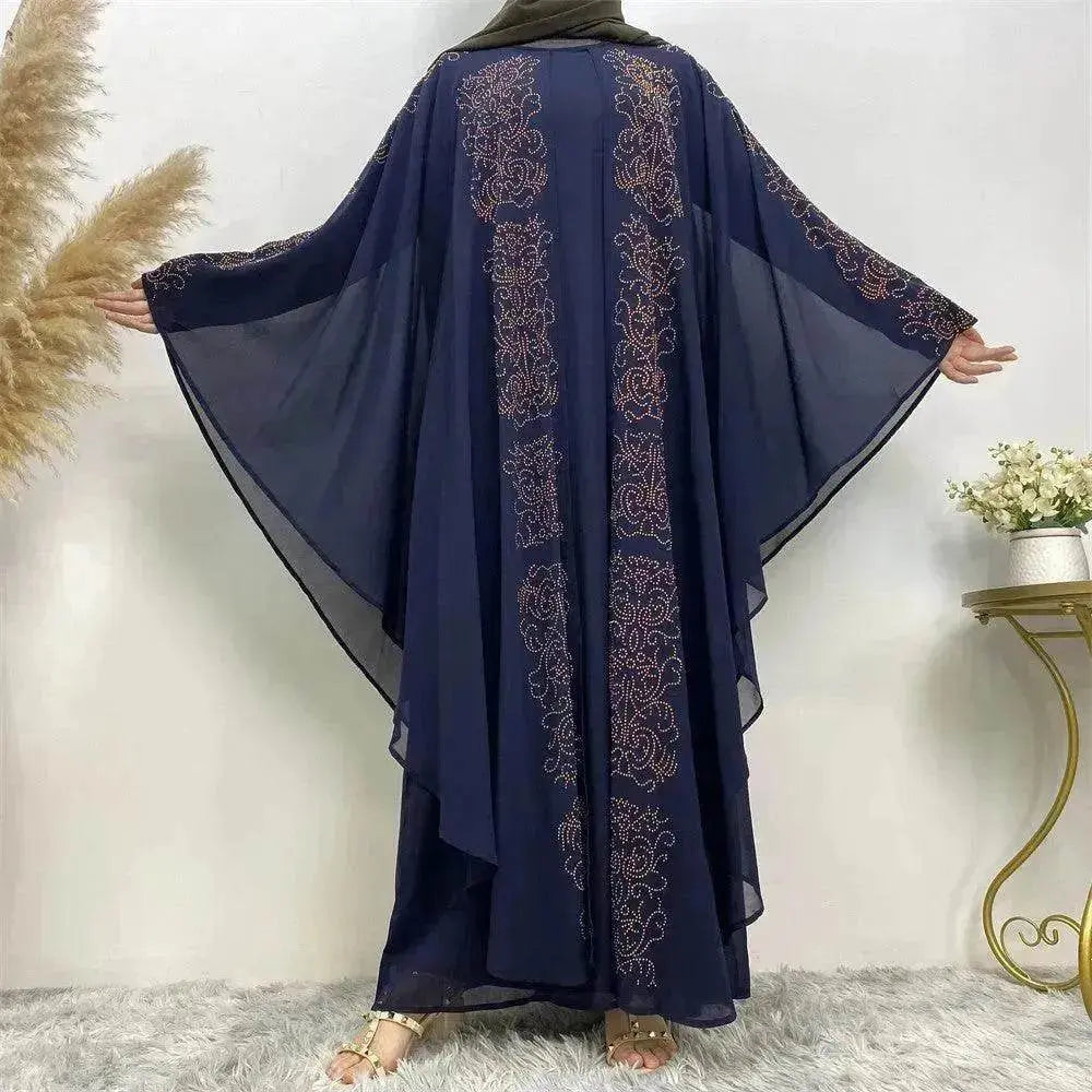 Chiffon Hot Drill Bat Sleeve Arab Robe - EX-STOCK Canada