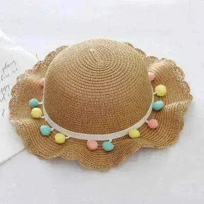 Children Bags Hats Female Decoration Small Colored Balls Sunscreen Lace Beach Hats Breathable Sandals - EX-STOCK Canada