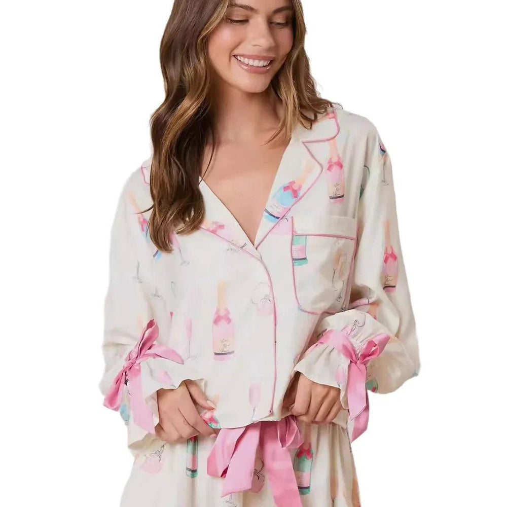 Christmas Bow Long Sleeve Pajamas Shorts Suit EX-STOCK Canada