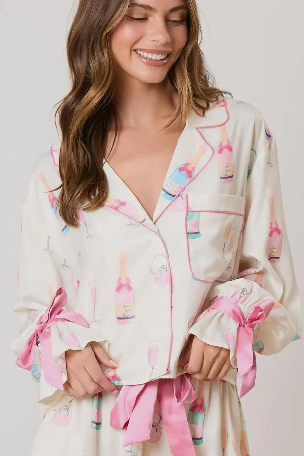 Christmas Bow Long Sleeve Pajamas Shorts Suit EX-STOCK Canada