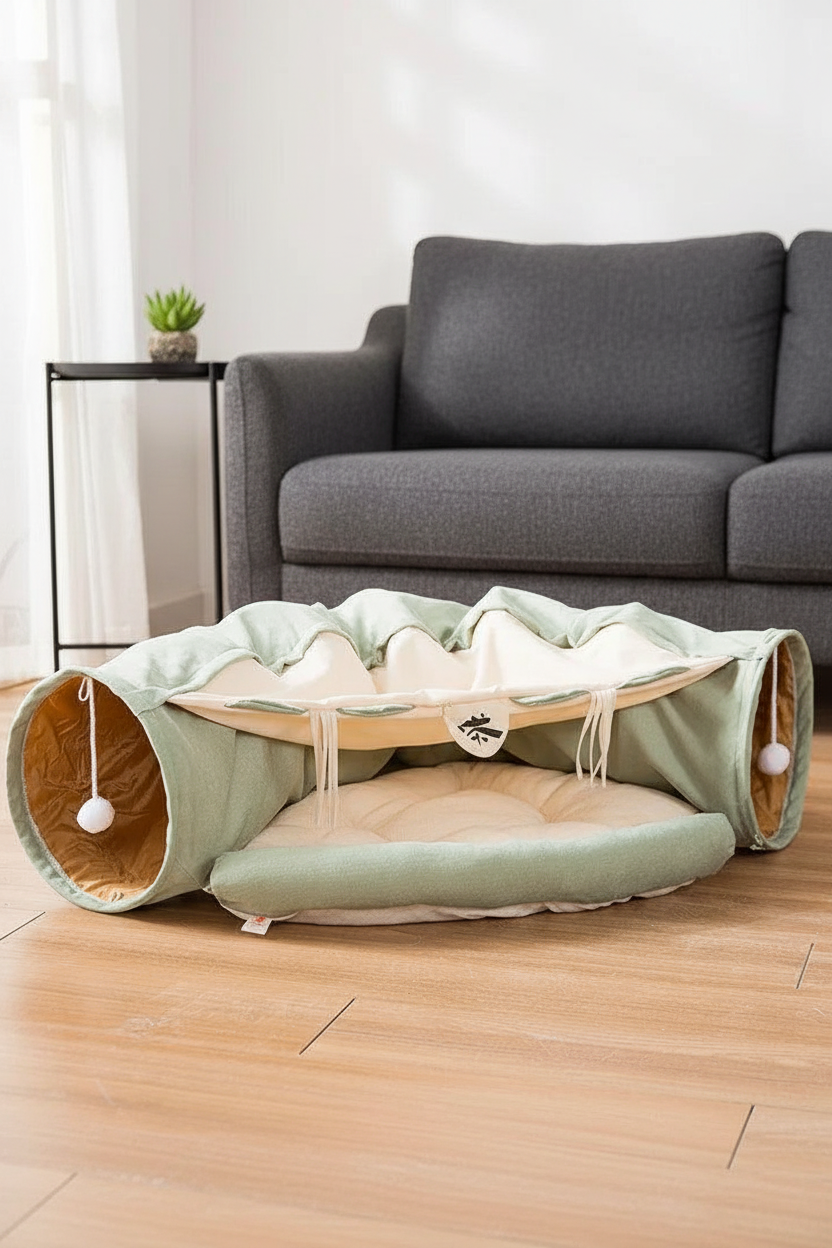 Tunnel pour chat pliable durable et lavable