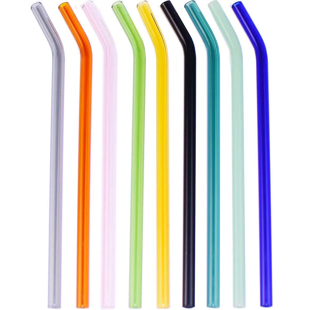 Pailles en verre courbé coloré en borosilicate, respectueuses de l'environnement et résistantes à la chaleurEX-STOCK Canada