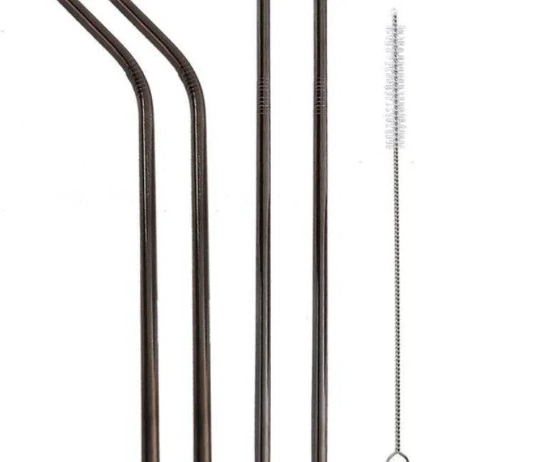 Pailles colorées réutilisables en acier inoxydableEX-STOCK Canada
