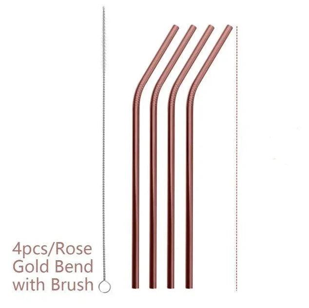 Pailles colorées réutilisables en acier inoxydableEX-STOCK Canada