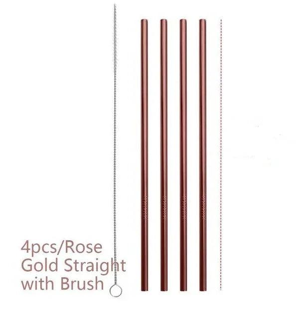 Pailles colorées réutilisables en acier inoxydableEX-STOCK Canada