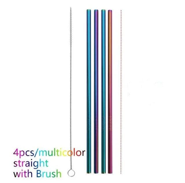 Pailles colorées réutilisables en acier inoxydableEX-STOCK Canada