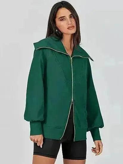 Comfortable Large Collar Double Zipper Sweater - EX-STOCK Canada