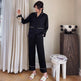Couple Pajamas Lapel Cardigan Long Sleeves  EX-STOCK CANADA