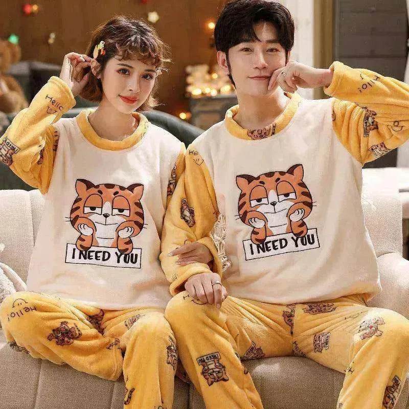 Couples Warm And Velvet Thickened Flannel Home Service Pajamas Set - EX-STOCK Canada